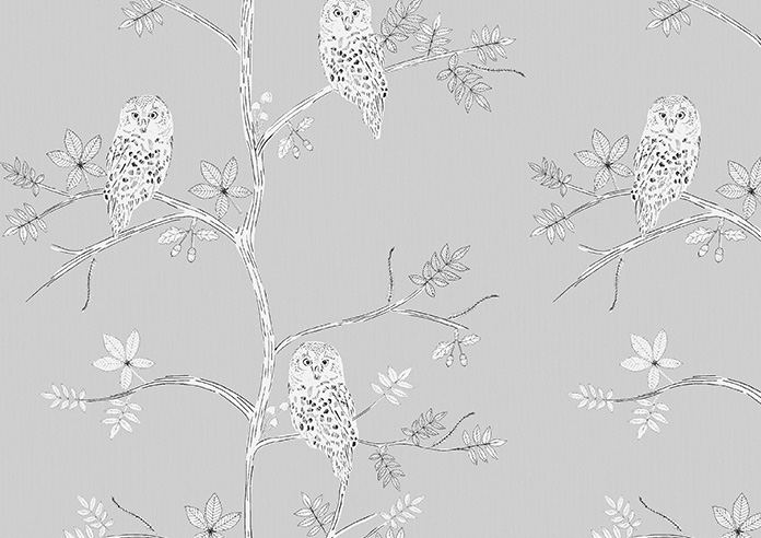 Treetop Owls, Silver - Roller Blind - Image 6